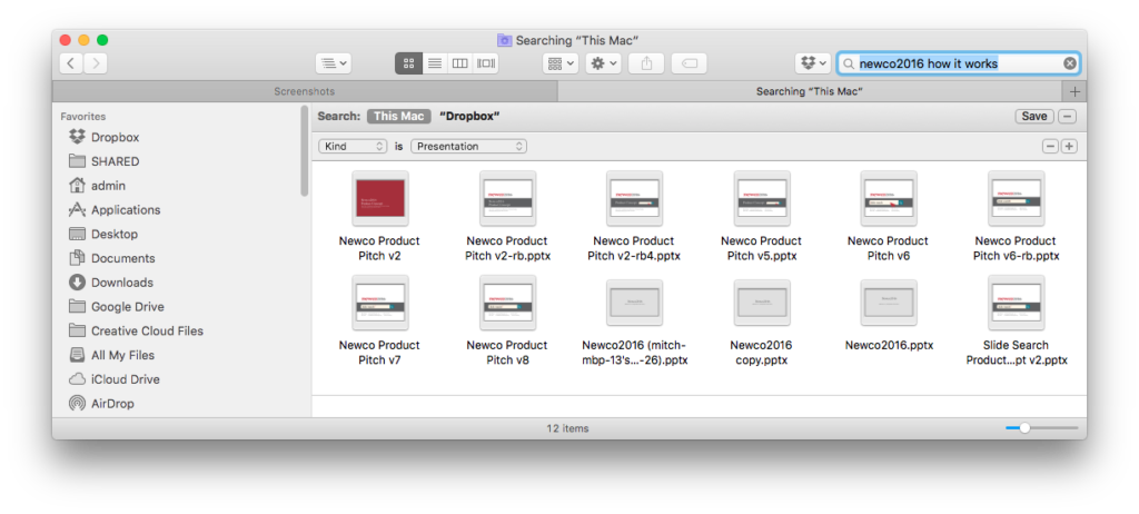 Slide search with the Finder